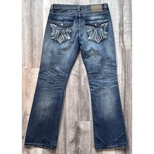 MEK Denim Oaxaca Mens Boot Cut Jeans Size 36x34 Distressed Y2K Vintage Men’s